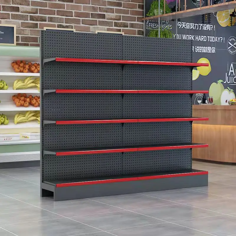 Aangepaste, Metalen Supermarkt Apparatuur Gondel Opslag Display Rek Rek Plank Combinatie Winkel Muur Planken Planken