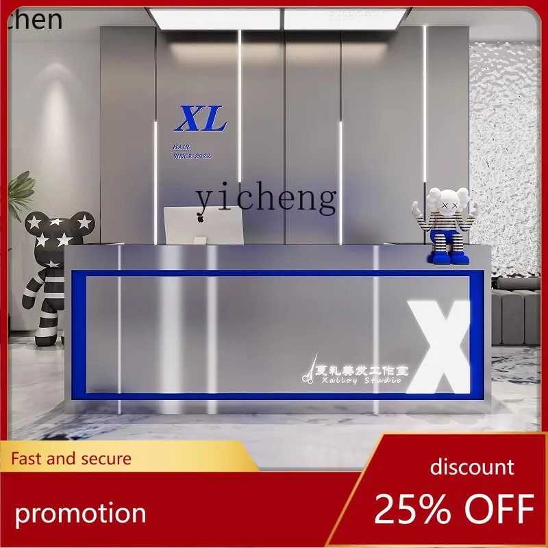 YFY Barber Shop Stainless Steel Bar Checkout page Counter Restaurant Reception desk