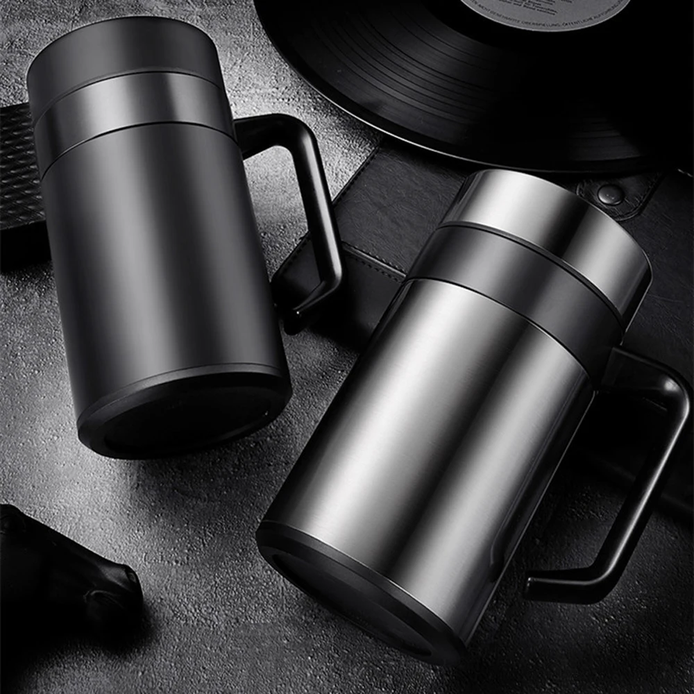 304 Stainless Steel Thermal Mug Thermos Water Bottle Tea Tumber For Office Water Cup With Handle Coffee Mug Tea Cup Man Gifts