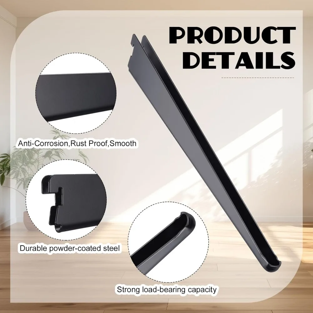 منظم خزانة مزدوج المسار عالي التحمل مع 20 دعامة رف سلكية سوداء قابلة للتعديل، 16.5 بوصة لتخزين معزز #3