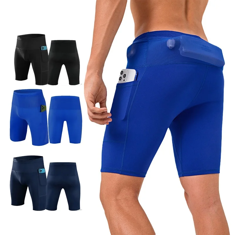 

Men Compression Marathon Running Shorts with Waist Pack Quick Dry Trainning Exercise Fitness Sport Tight Shorts