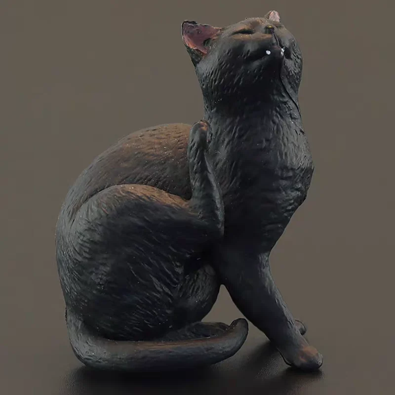 Solid simulation animal model scratch itch black cat ornament desktop house cats decoration