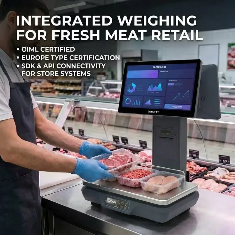 Hot Sale Longfly Windows AI POS Scale SDK API Free Provide J6412/I5/I7 Capacitive Touch Screen 15kg 30kg Touch Scale Pc