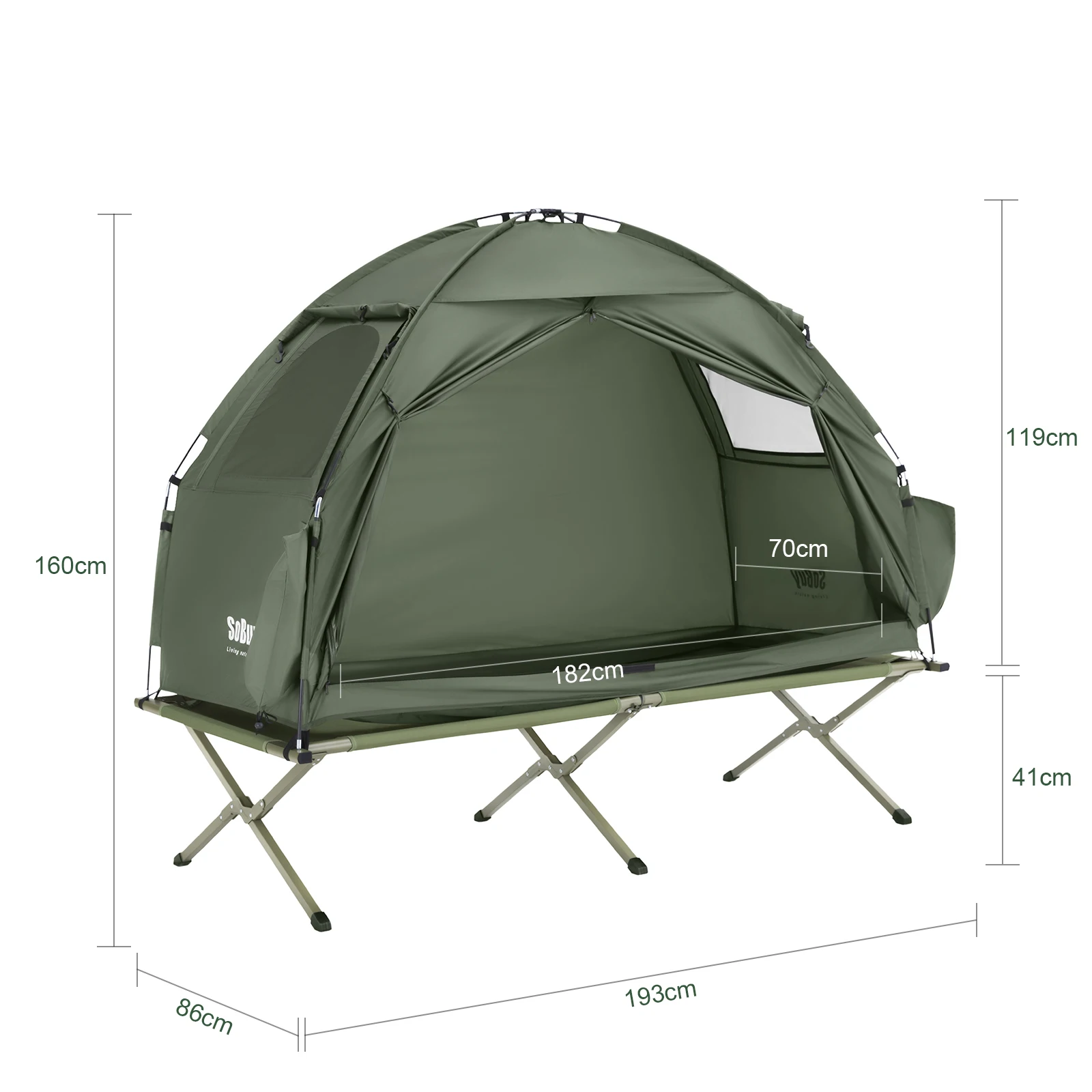 SoBuy OGS32-II Campingzelt Einzelzelt mit Lampenhaken und Schuhaufbewahrungstaschen 2in1-Zelt 1 Person praktische 193x160x86cm – Detail 4