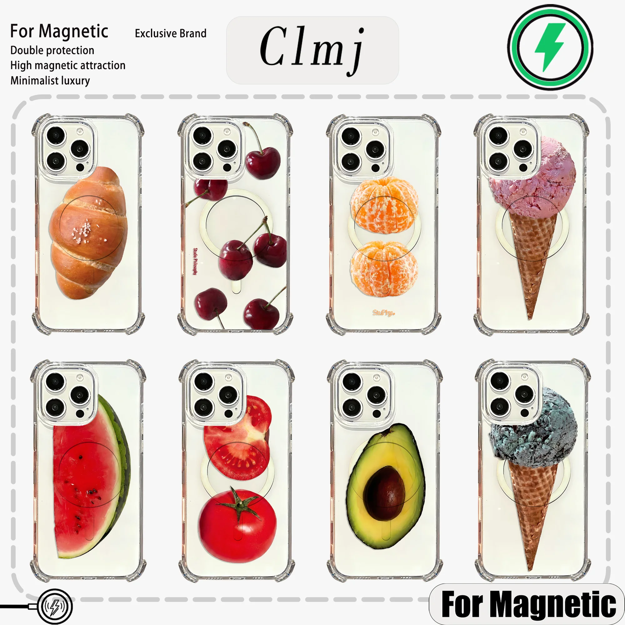 Magnetische Handyhülle im Sommer-Vibe-Stil mit süßen Motiven für Samsung Galaxy S23 S24 S25 S26 Plus Ultra Edge FE 5G, transparente Anti-Fall-Schutzhülle