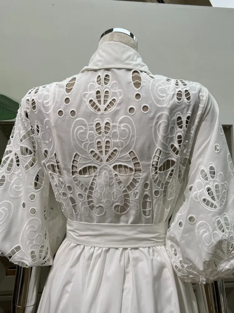 DFDG Vestidos de mujer informales con solapa suave y bordado con botones recortados en la parte delantera, manga corta, estilo bohemio, verano y primavera 2025