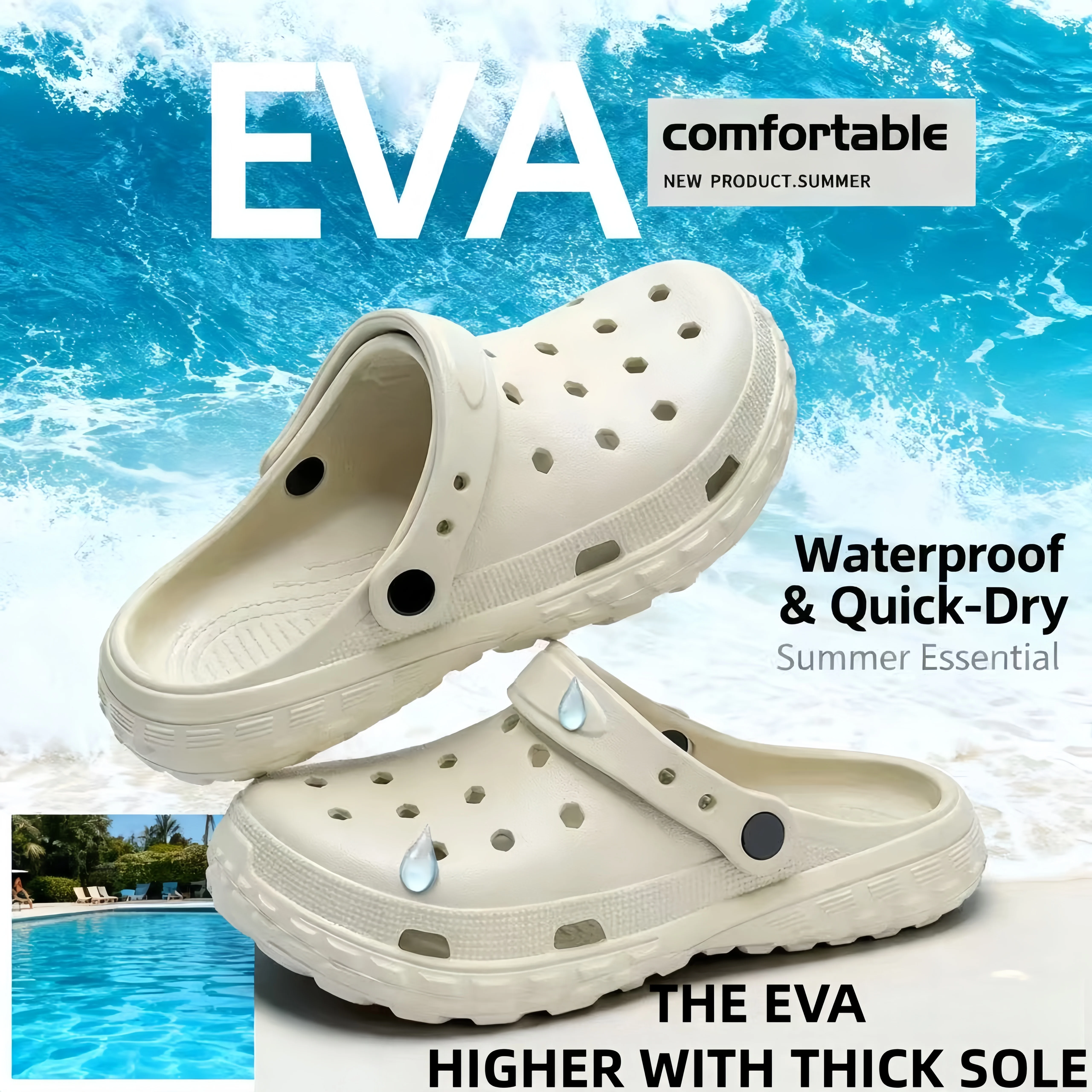 EVA men's and women's Sandals 2025New Summer outdoor beach couple thick-soled height-increasing slippers Men's and women's shoes
