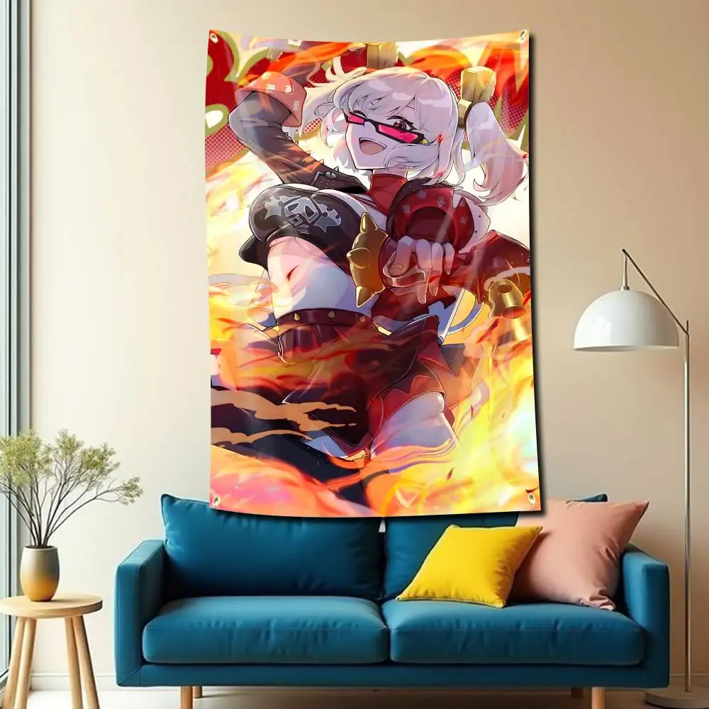 Grill Girl B-Burnice White Flag Tapestry Banner for Bedroom Living Room Outdoor Camping Custom Supported
