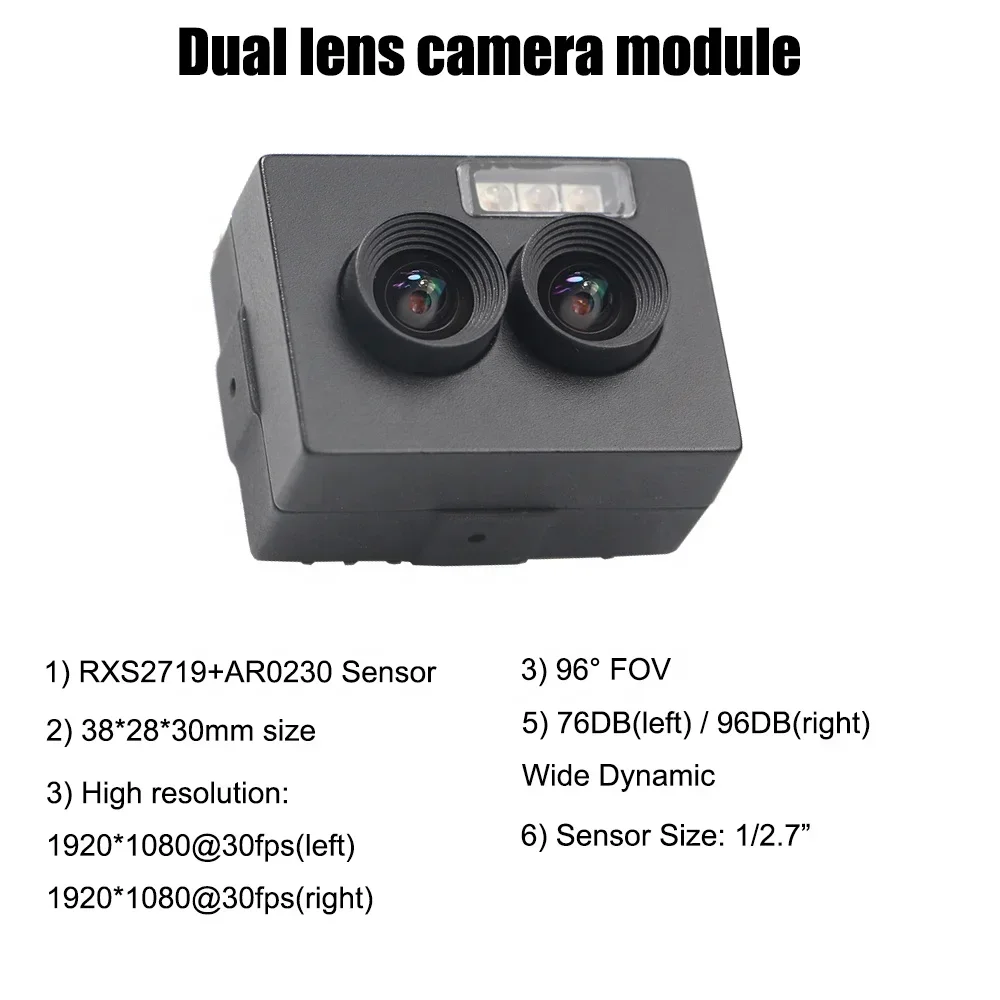 In stock 3D binocular camera 60 frames USB binocular camera module 720p VR camera module depth of field ranging 2mp AR0230 USB 2