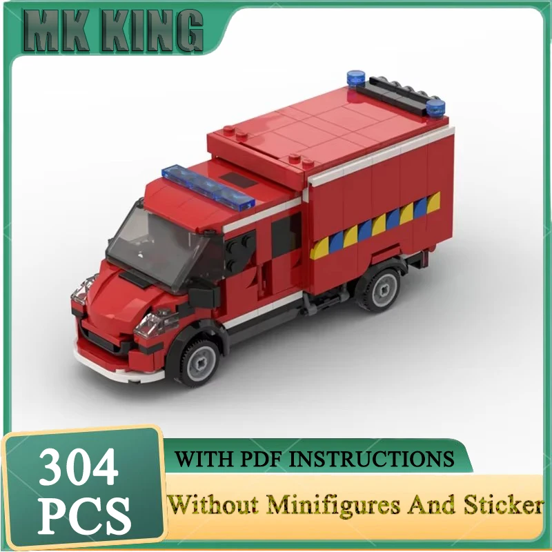 Moc Building Blocks London Fire Brigade Command Vehicle Car Model Technology Brick Brand-name Vehicle DIY Toy For  Gifts