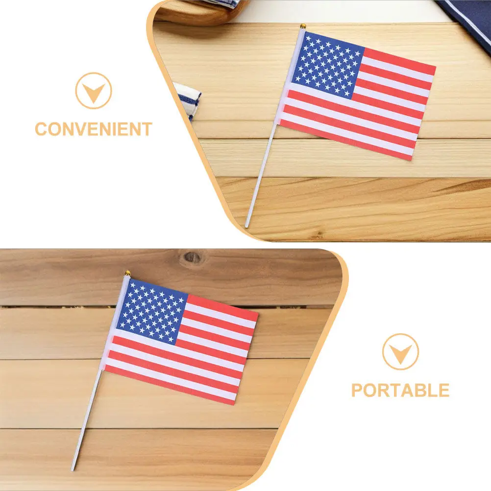 Independence Day Holding Mini Flag Hand Waving Handheld American Stick Flags Small US on Sticks