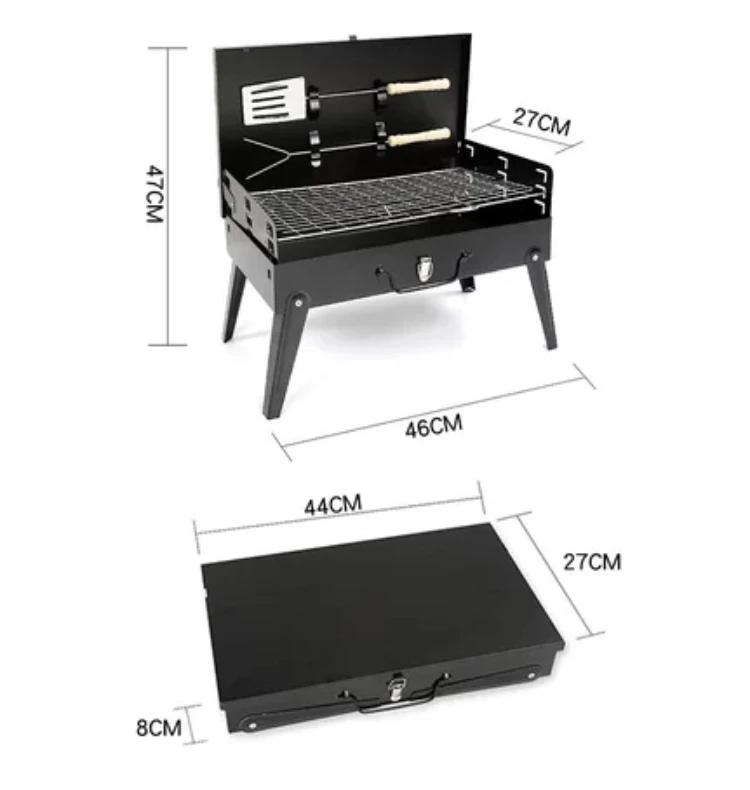 Outdoor Barbecue Oven Grill Rack Portable Folding Pcnic Oven Box Type Barbecue Grills