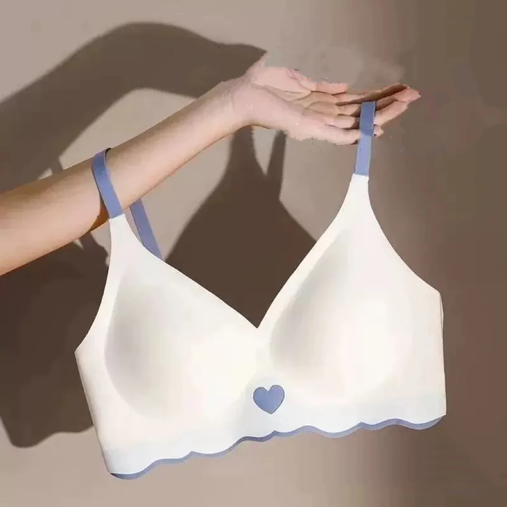 

1pcs Womens Seamless Sweet Anti Sagging Bra Girl Thin Brassier Lady Comfort Soft Breathable Bra Student Simple Fashion Underwear