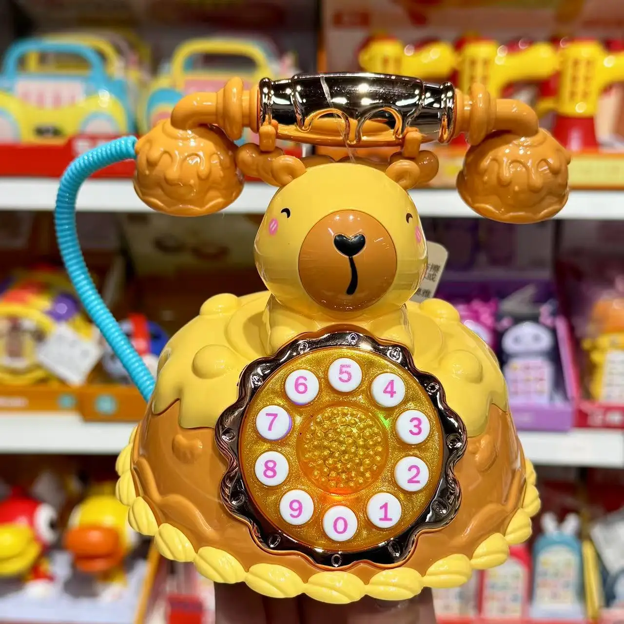 Children Capybara Multifunction Telephone Simulation Cartoon Rabbit Retro Landline With Light Music Early Education Puzzle Toys