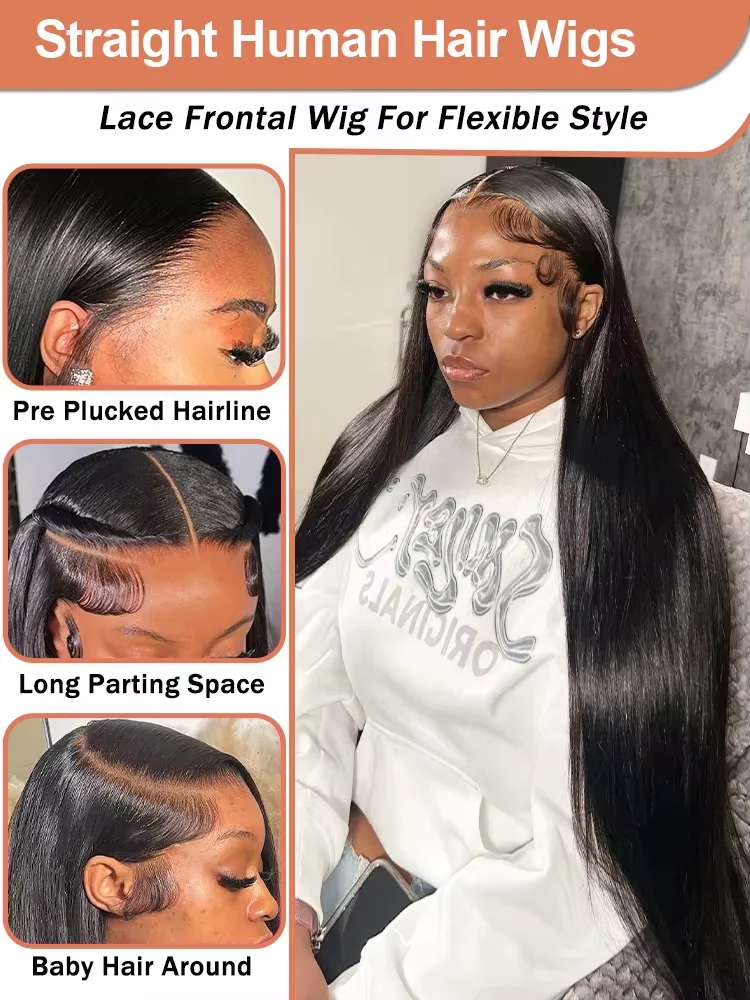 40 بوصة شعر طبيعي مفرود باروكة 13x6 HD الدانتيل أمامي 100% شعر الإنسان 360 كامل الدانتيل شعر مستعار أمامي البرازيلي قبل قطعها الباروكات للنساء #5