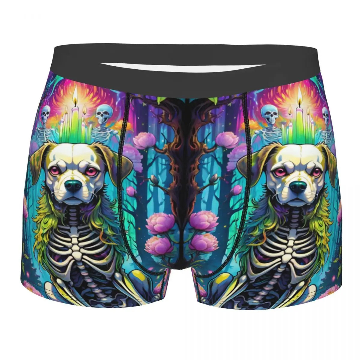 Custom Mexican Flowers Skull Dog Boxers Shorts Men Briefs Underwear Cool Underpants
