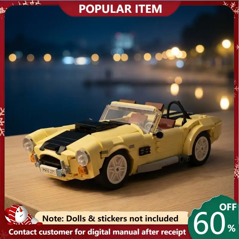 815PCS MOC Yellow Retro Open-top Roadster Building Blocks Model Desktop Display Ornament For Adults Gifts Collection