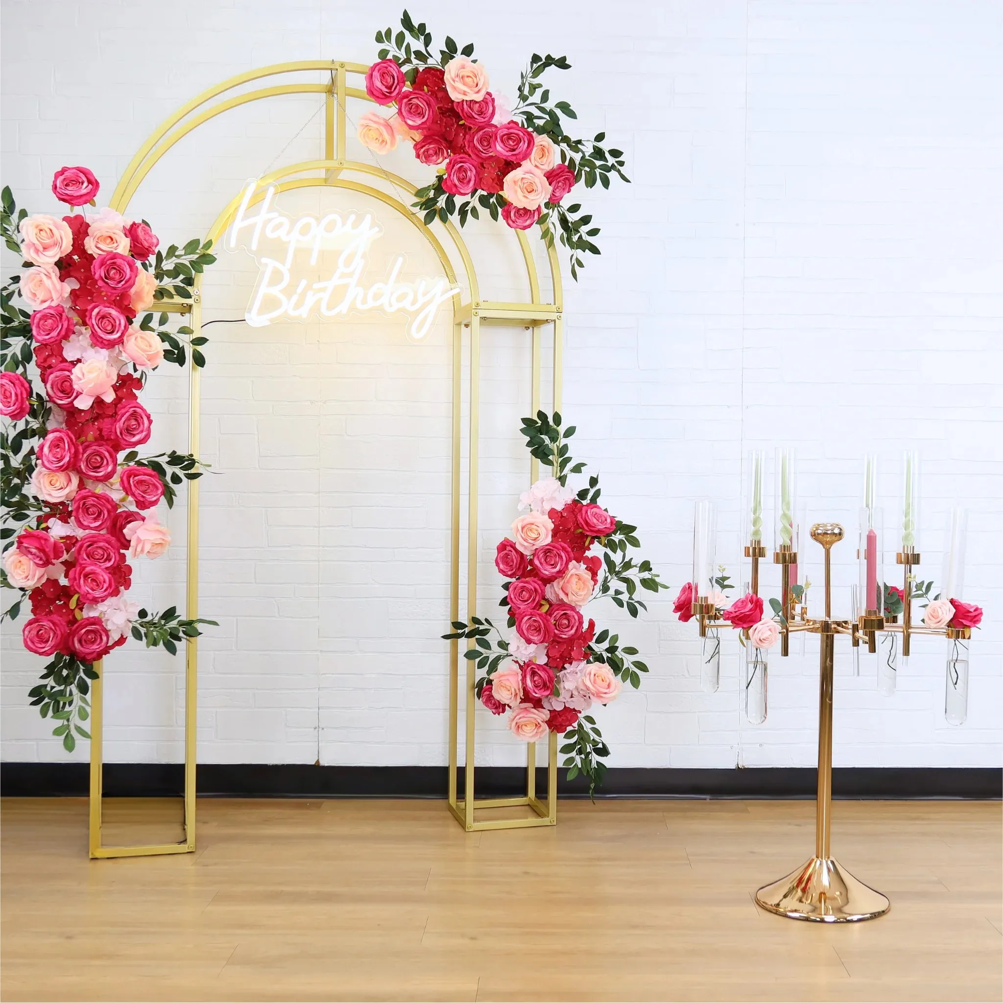 Luxury Metal Candelabrum Floral Holder 13 Arms Candelabra Wedding Centerpiece Tall With Glass Tube Wedding Backdrop Stage Decor