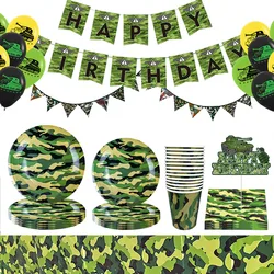 Camouflage Theme Party Tableware Banner Balloon Children Boys Military Theme Birthday Party Baby Shower Decoration Supplies