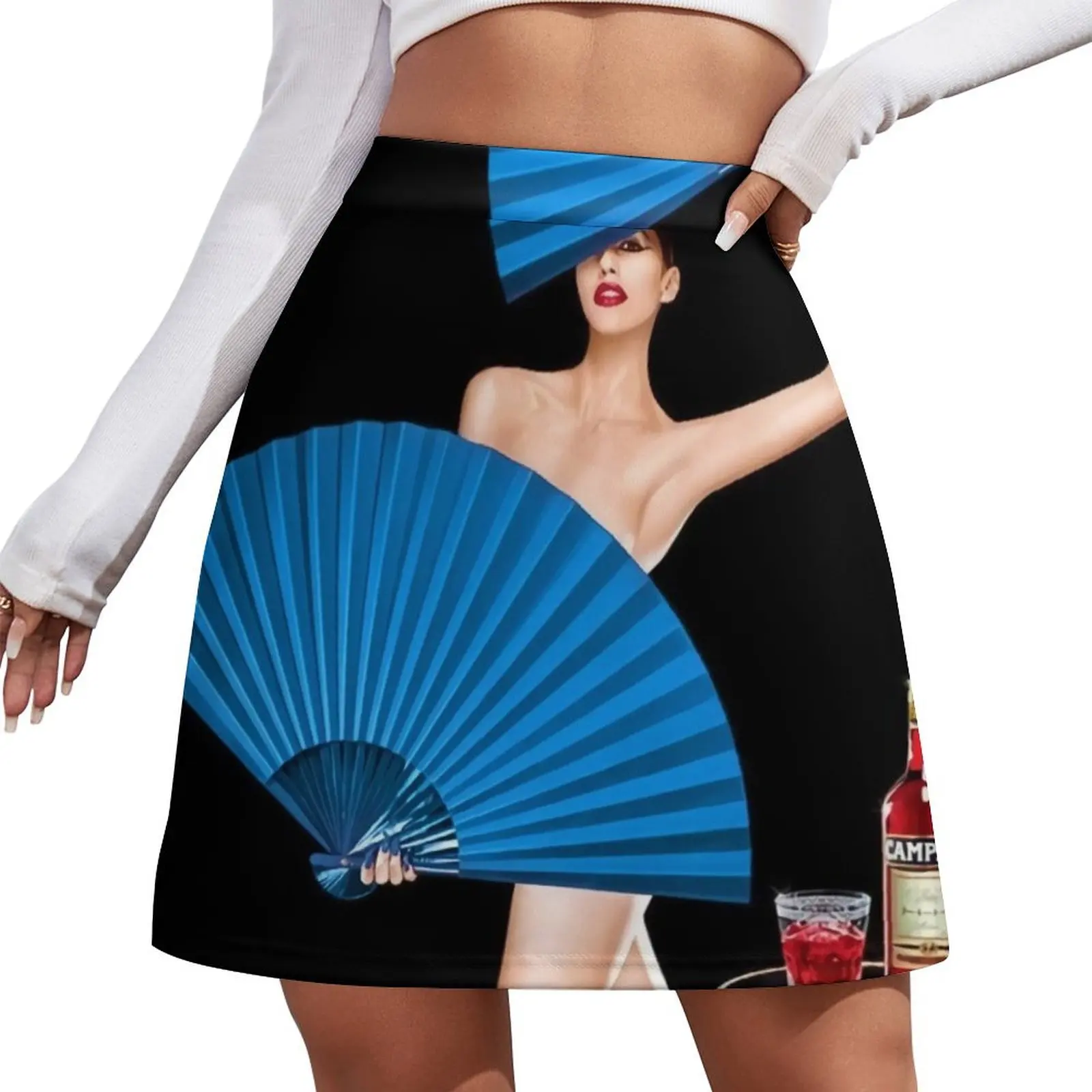 

Classic Campari Girl with Blue Fans Alcoholic Aperitif Vintage Advertising Poster Mini Skirt skirt for women dress Mini Skirt