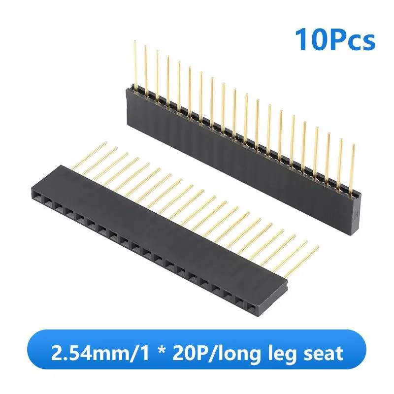 10Pcs 2.54mm Single Row Female Long Pins 11mm Breakaway PCB Board Pin Header Socket Connector 2/3/4/5/6/8/10/15/20/40Pin