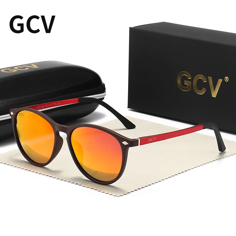 GCV 2021 Ultra Light TR90 Sunglasses Men Female Polarized TAC Lens Driving Sun Glasses Women Sports Cat Eye Butterfly Circular