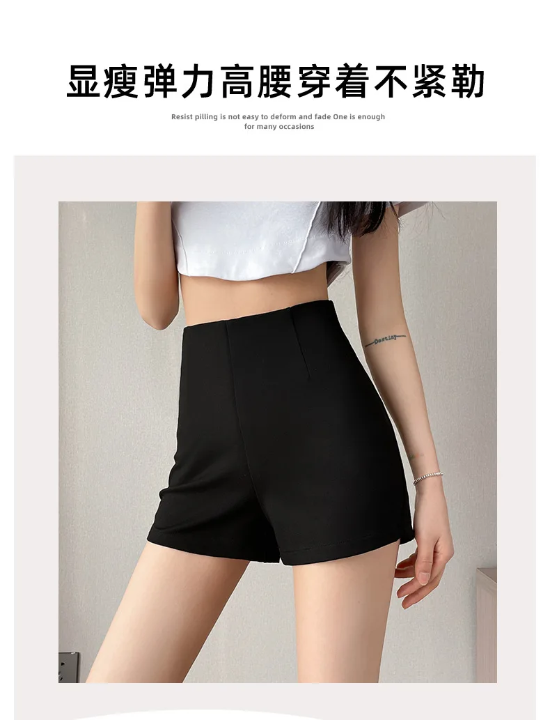 Pantalones cortos negros para mujer primavera y verano 2025, nuevas botas y pantalones finos de cintura alta para Spice Girls, traje, pantalones calientes