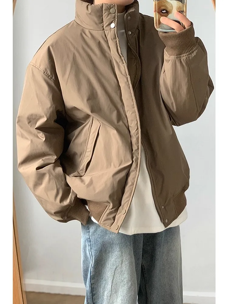 

Thiened Warm Cotton Jaet Harlton Stand Collar Workwear ex Winter New Sle Color Casual Loose Cotton Coat