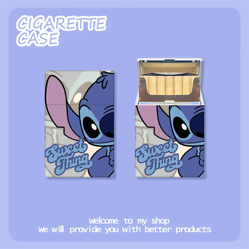 Blue Stitch Plastic Cigarette Case Creative Personality Collection 20 Sets of High Appearance Level To Give Boyfriend Gifts