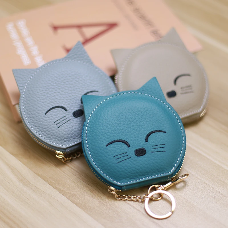 Creative Cartoon Genuine Leather Pendant Key Bag Creative Card Bag Leather Purse Zipper Hand Wring Lipstick CoinPurse