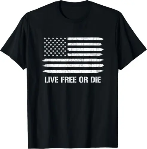 NEW LIMITED Live Free or Die American Flag 2nd Amendment T-Shirt