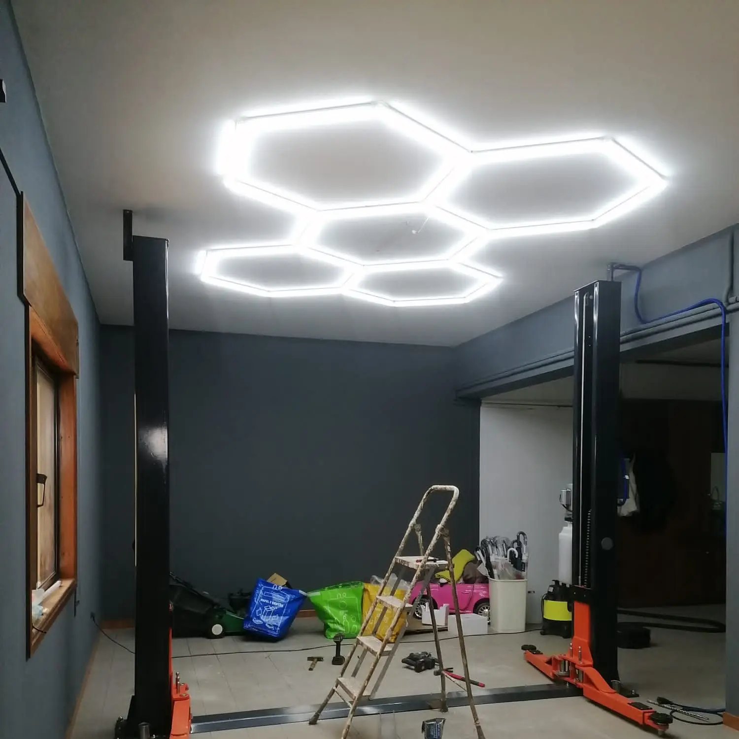 2.1*3M la migliore vendita di illuminazione per Garage esagonale a nido d'ape a tubo Led per officina di riparazione carrozzeria Auto 110V-240V