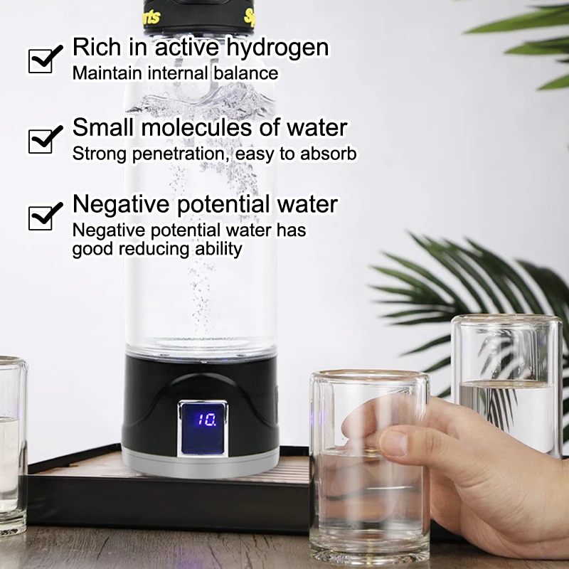 최대 1600ppb Bluevida 수소 물병 생성기 노화 방지 2000mAh 대용량 긴 작업 시간 스포츠용 휴대용