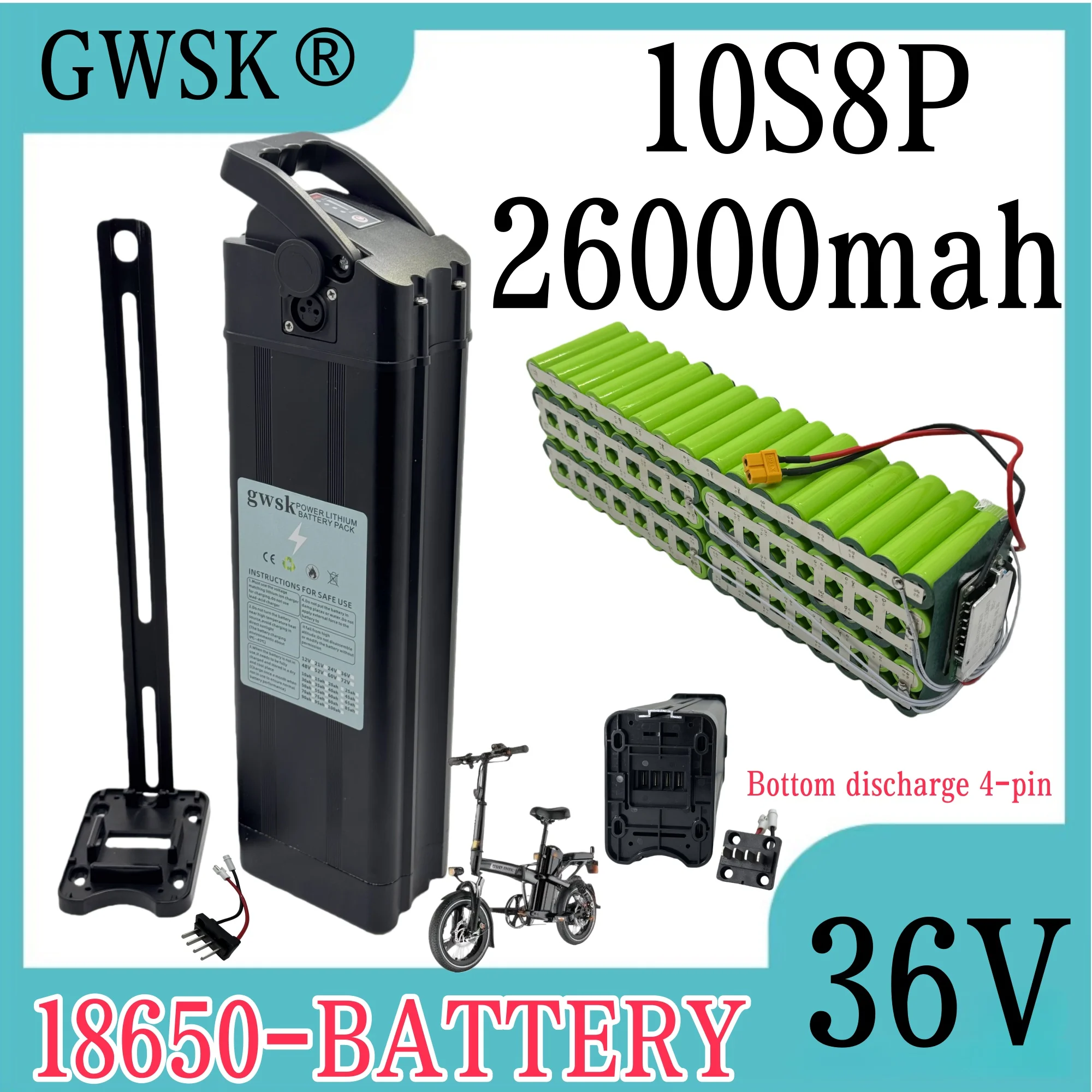 

Silver Fish 48V36V24V, 20AH-50AH 100% actual capacity, in stock 4-pin bottom discharge Silver Fish lithium battery+charger