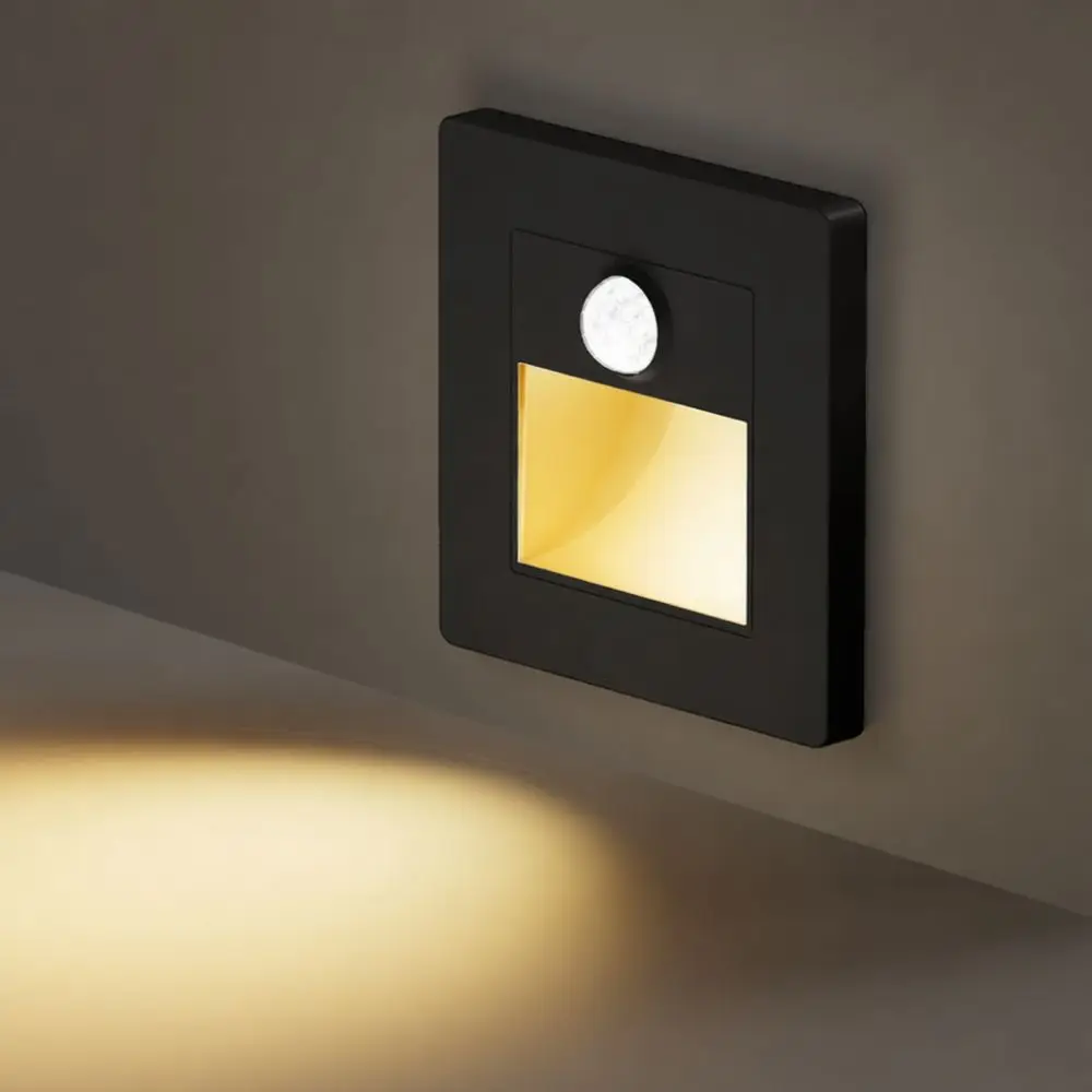 Minimalist Recessed LED Footlight Smart PIR Sensing Wall Lamp Stair Step Light For Passage Aisle Nighttime Guidance