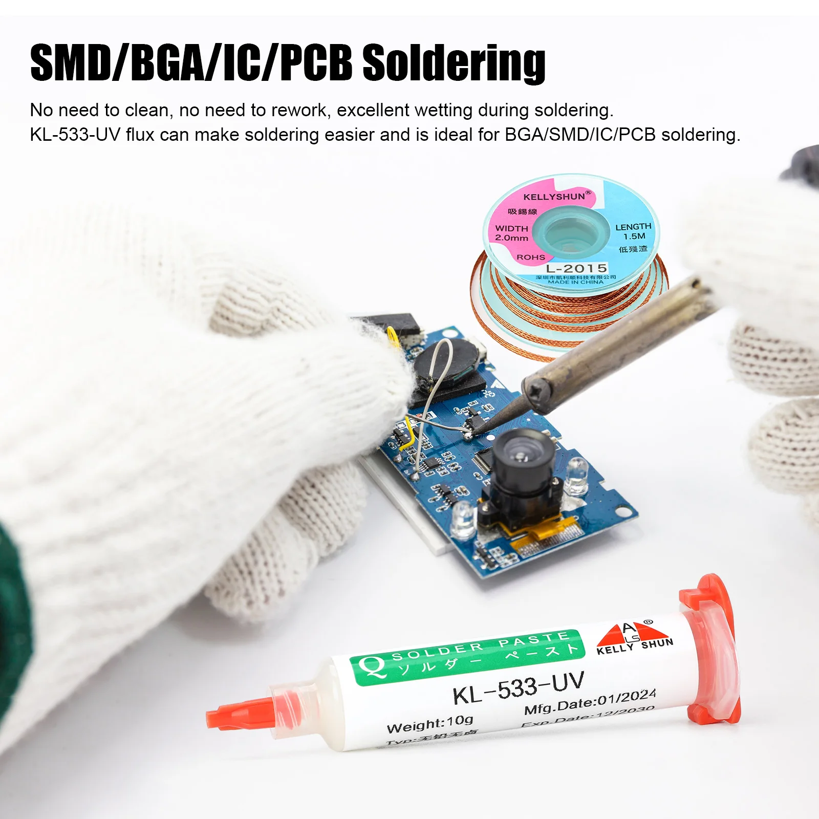 

KELLYSHUN Original 533 Flux Solder Paste 10ml Needle Tube Flux lead-free Soldering Flux Rosin Agent for SMD PCB BGA