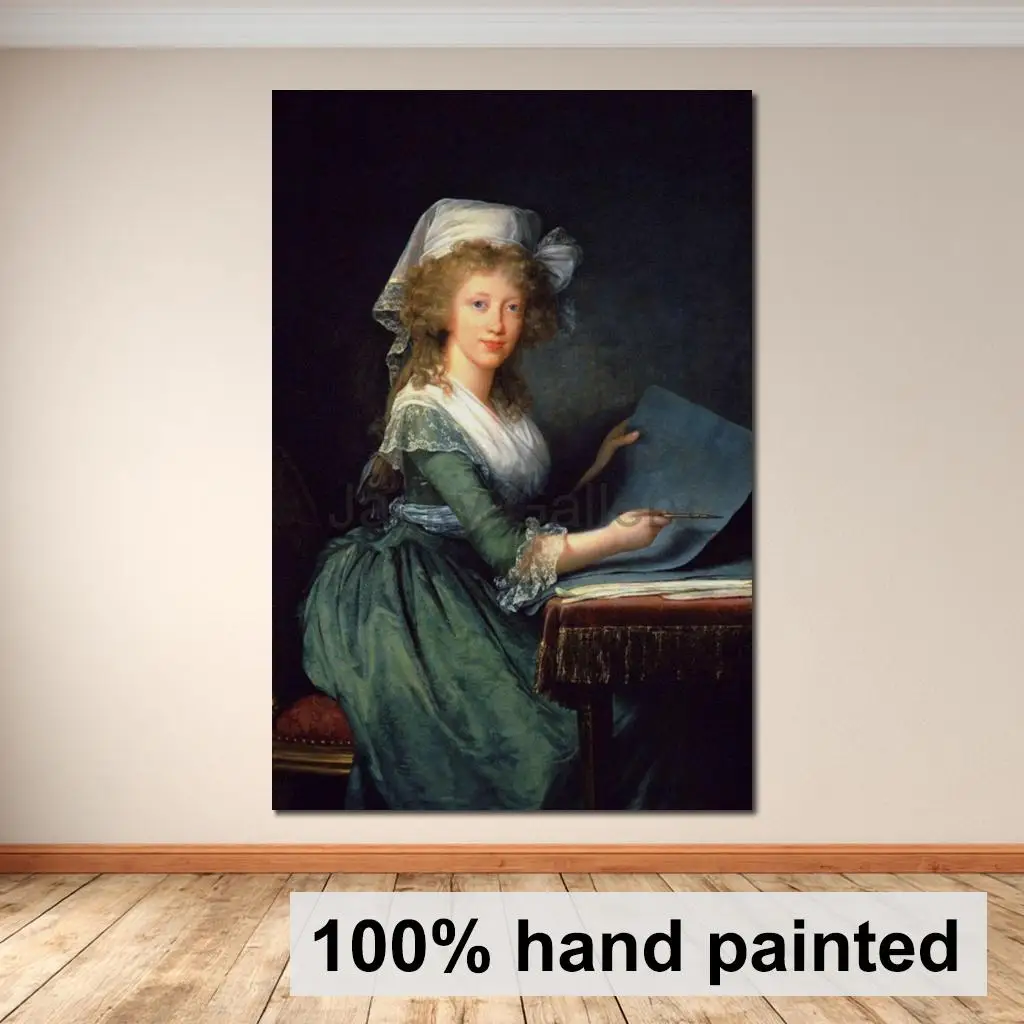Großes handgemaltes Elisabeth Vigée Le Brun Porträt-Ölgemälde Luisa Amelia Lady Leinwandkunst für luxuriöse Wohnzimmerdekoration