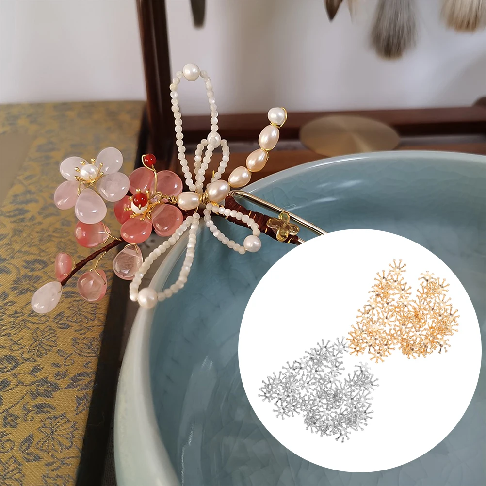 

50 Pcs Hairpin Accessories Copper DIY Flower Bud Shape Lightweight Jewelry Material Bracelet Accessory Headdress Decor