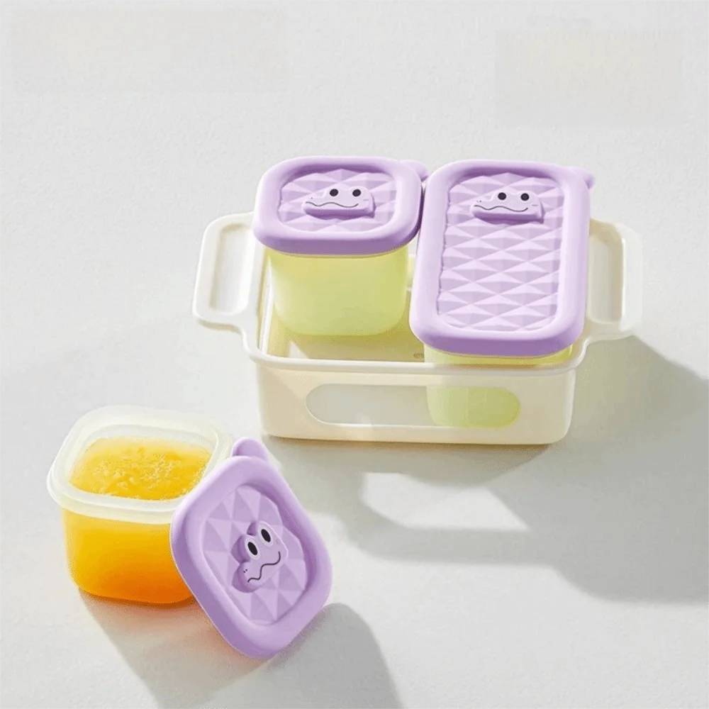

3/4/6 Grid Design Baby Food Freezer Tray Heat Resistance Square Shape Food Storage Container Easy To Release with Lid