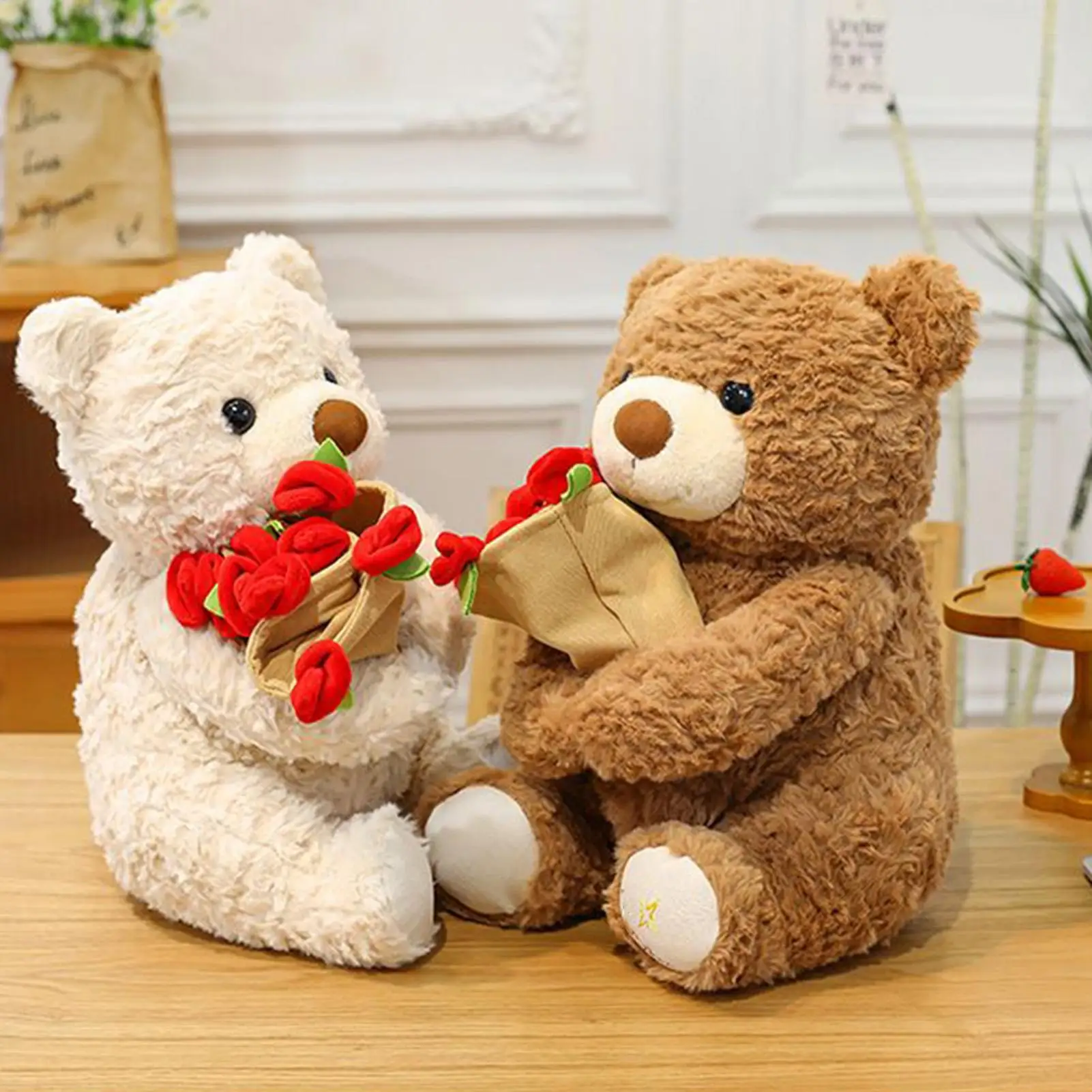 

Новый имитация букета роз, медведь, плюшевая игрушка, милая подвеска в виде мягкого животного, супер мягкая плюшевая кукла, подарок на Рождество, день рождения для девочек