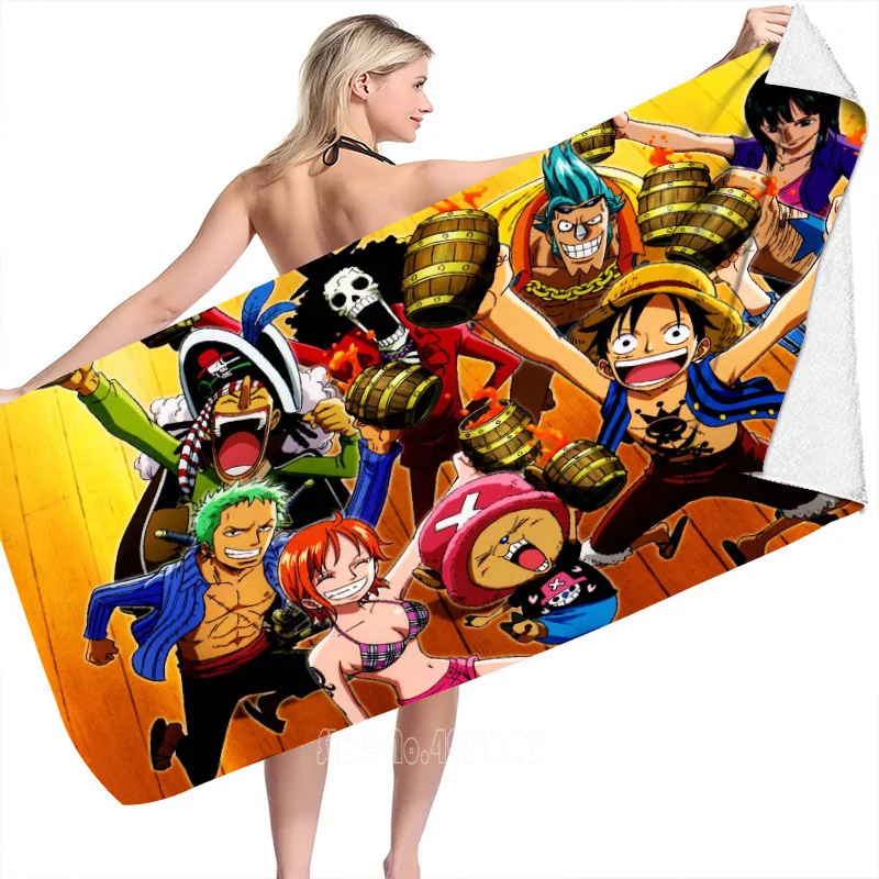 Anime One Piece Luffy Shower Beach Towels Bath Towel Microfiber Washcloth 70x140cm 3D Printed Baby Child Kids Gift