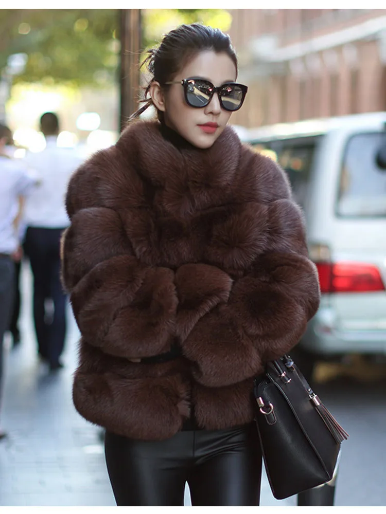 ZADORIN High Quality Thicken Pink Faux Fur Coat Women Winter Stand Collar Long Sleeve Faux Fur Jacket Gilet Fourrure Bontjas