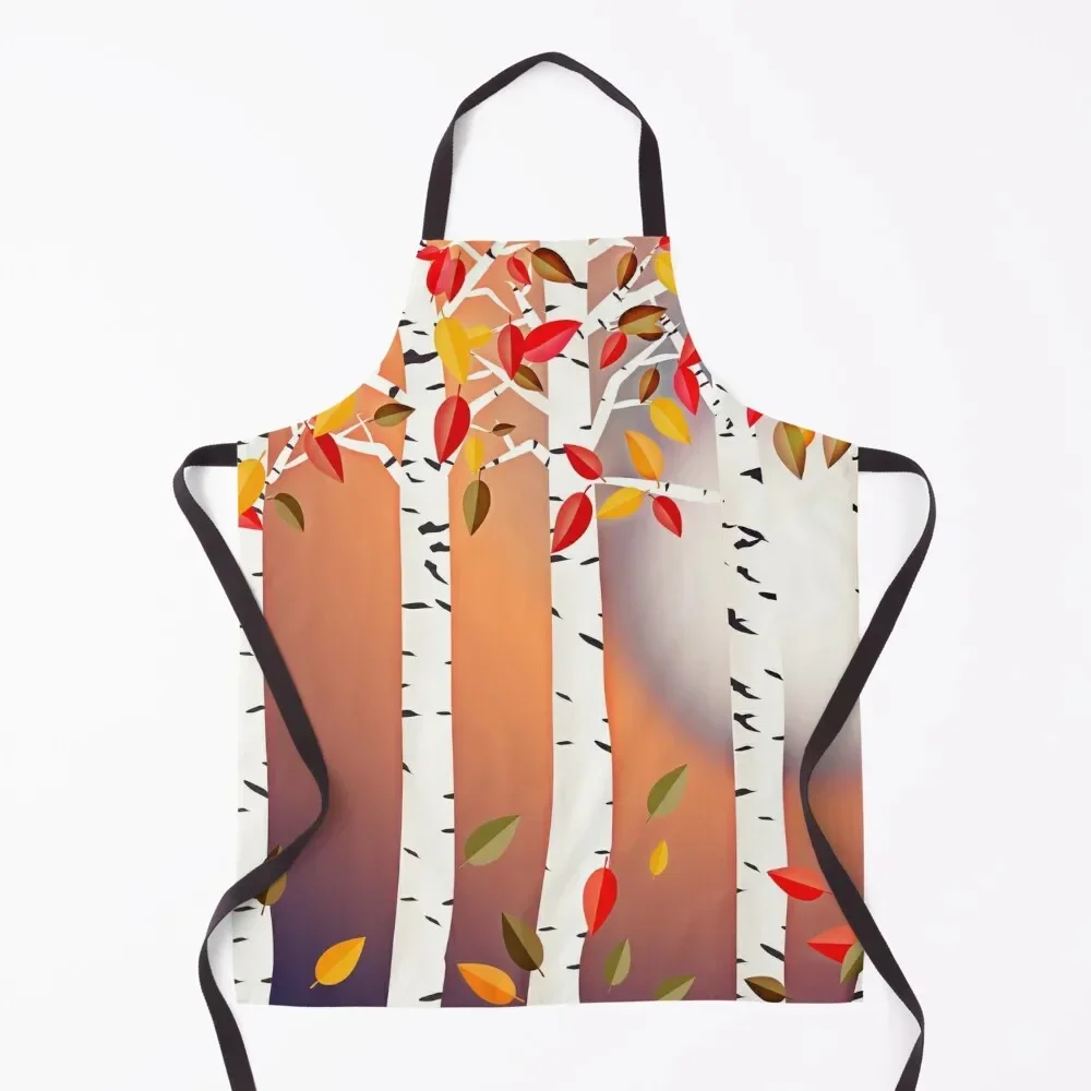 

Autumn Birch Forest Apron Kitchen For Women Waterproof women Kitchen accessories Kitchens Woman Apron