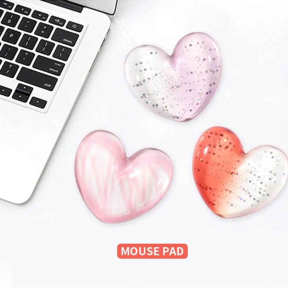 New Heart Shaped Clear Wrist Rest Pad Non-Slip Silicone Wrist Support Pad Soft Hand Pain Relief Mouse Wrist Rest Universal