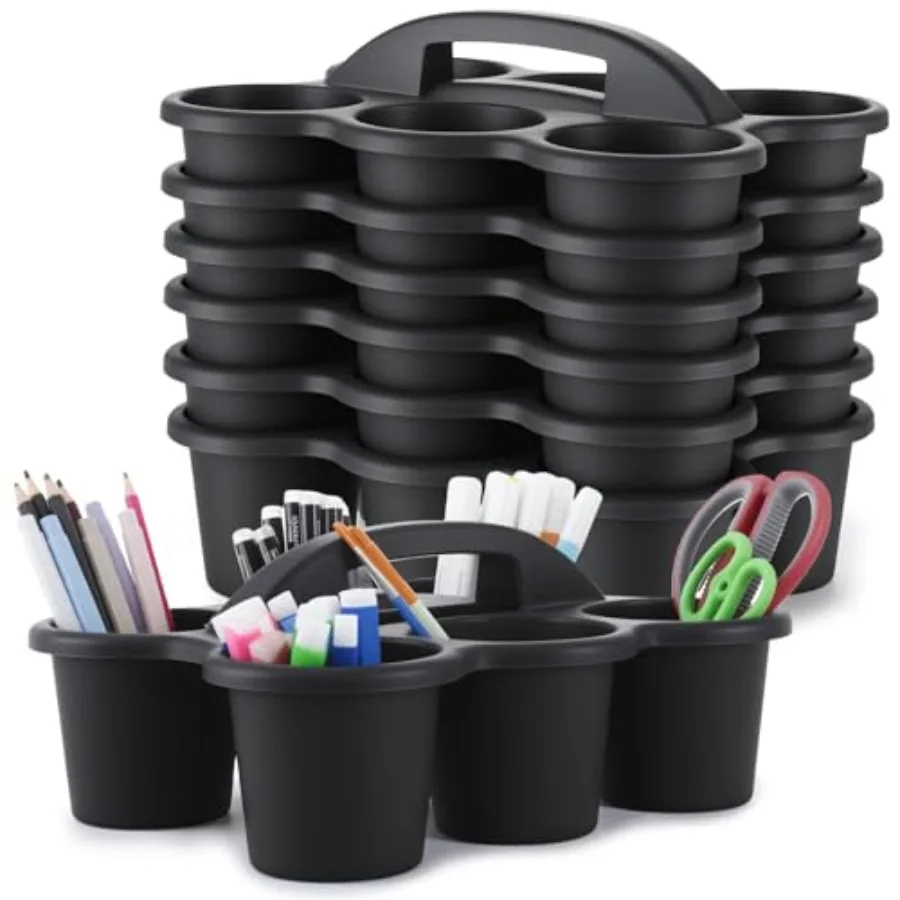 

6 Pack Classroom Caddy with Handle Plastic Storage Caddy Organizer with 6 Compartments Drink Cup Caddies Holder Portable Storag