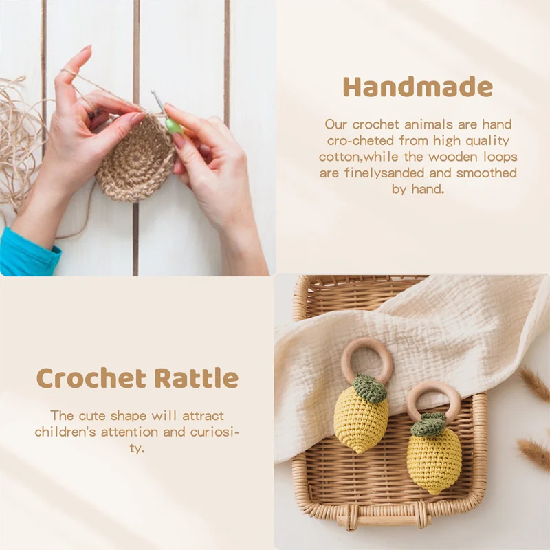 Hochet au crochet en forme de fruit pour enfants, jouet sans Bpa, hochet apaisant pour bébé TeWindsor, cadeau de jeu de fruits de dessin animé pour bébé