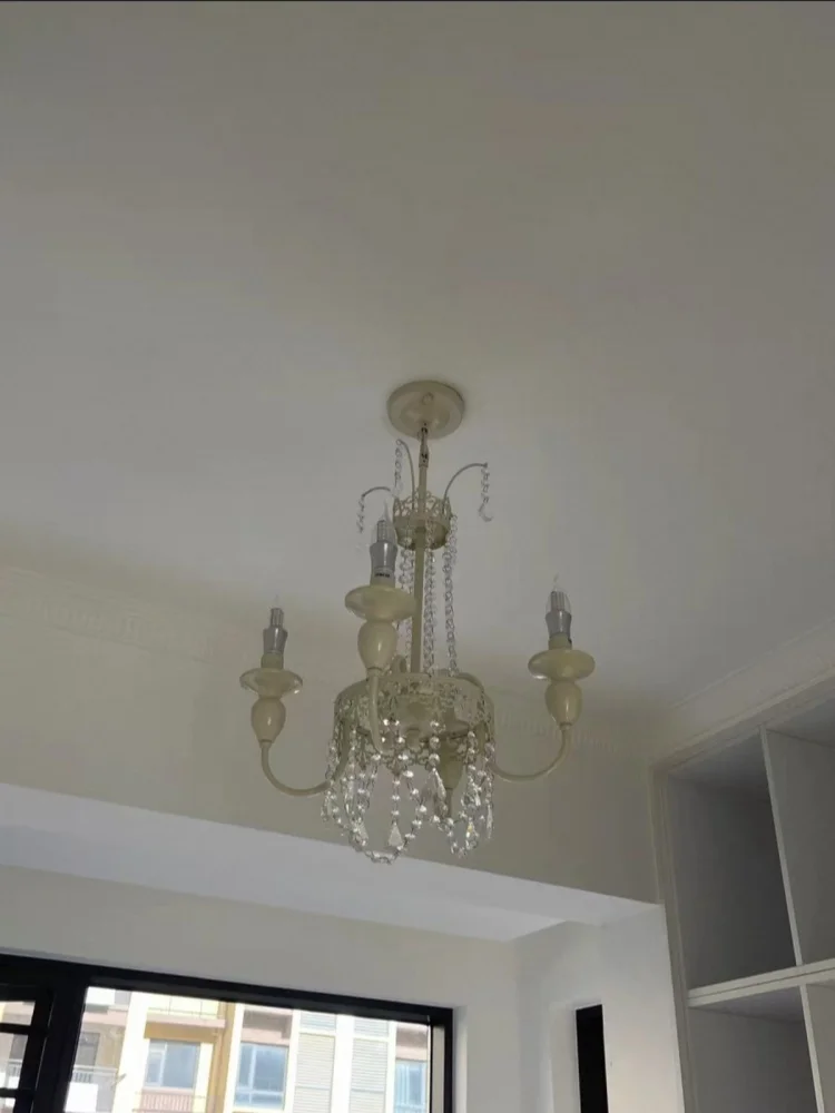 الفرنسية رومانسية الأبيض Led الثريا غرفة نوم E14 شمعة قلادة ضوء دسم Led lamvillage تعليق مصباح غرفة الطعام Luminarias #2