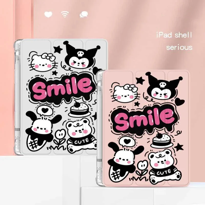 

Cartoon Cute Kuromi Case For 10th Generation 10.9in 9th 8th 7th 10.2in Case iPad Pro Air Stand Handle Case Mini 4 5 Funda Cover