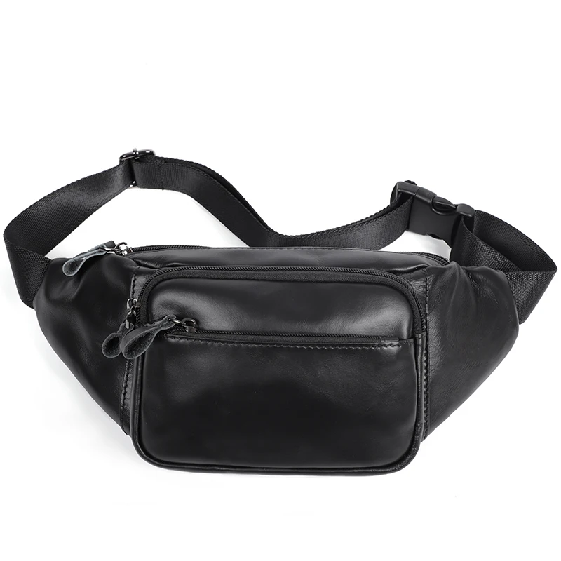 Men Waist Pack Genuine Leather Bag Waist Belt Bag Leather Fanny Pack For Men  Fashion Mini Phone Bag Male Shoulder Bags