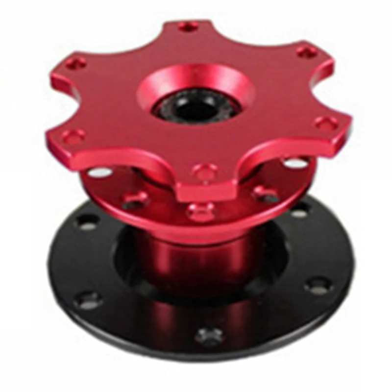 For 6-Hole Steering Wheel Hub Steering Wheel Heightening Adapter Universal Steering Wheel Quick Release Bracket Kit Red